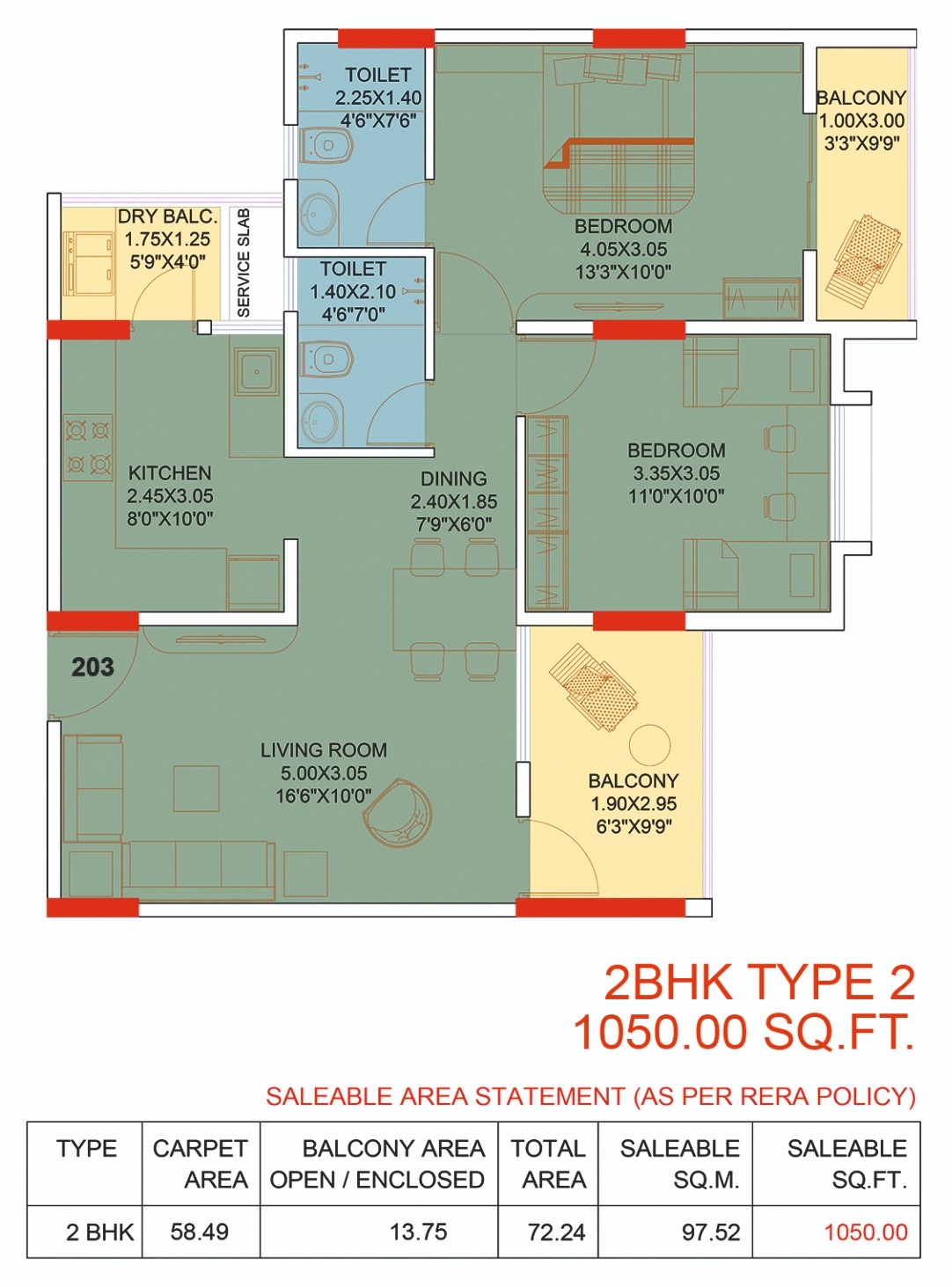 2bhk floor plan